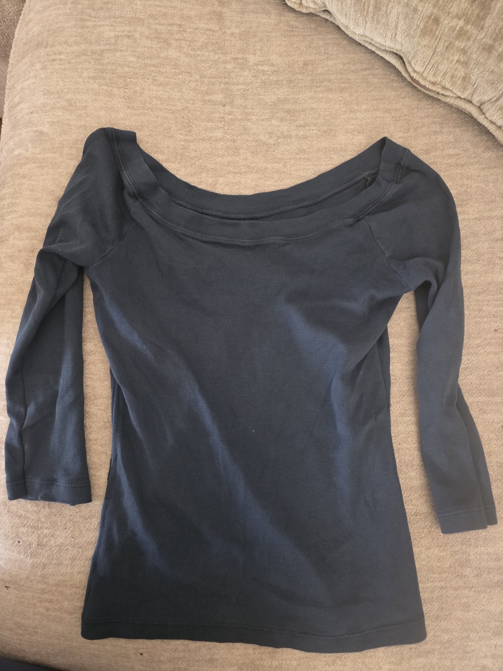 Brandy Melville Black Boatneck Long Sleeve Top